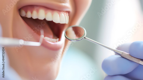 Close-up View of Dental Examination With Healthy White Teeth