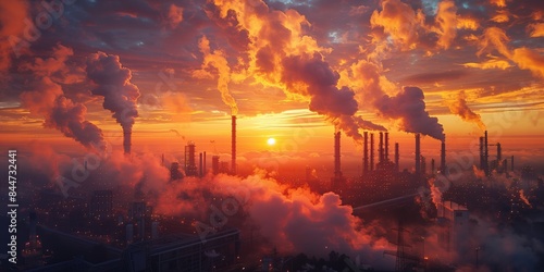 Industrial Workers at Work in Wide Landscape Shot