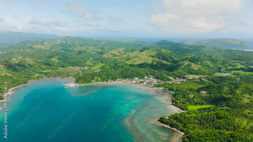 Santa Fe in Tablas Island with mountains and small town. Romblon, Philippines. Santa Fe in Tablas Island with mountains and small town. Romblon, Philippines.