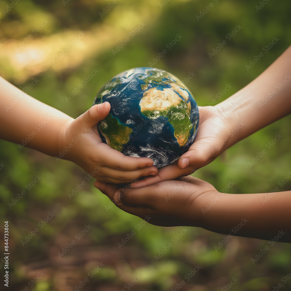 United Hands Holding the Earth in a Symbol of Global Unity and Care