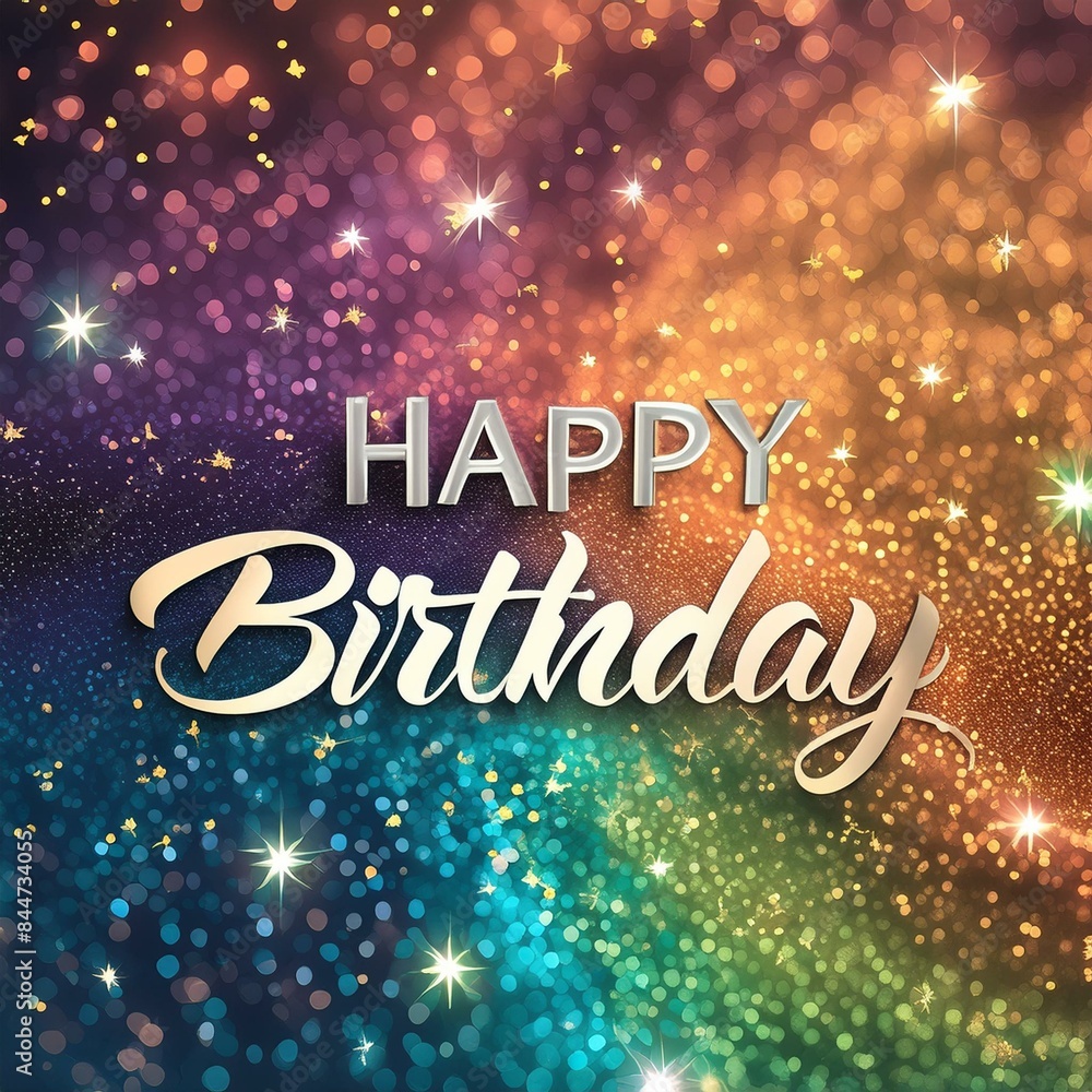 Rainbow Glitter Happy Birthday Dark Colors Rainbow Glitter Happy Birthday Dark Colors
