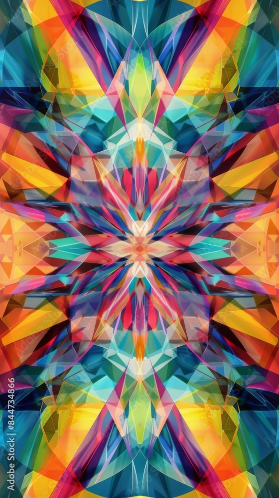 Obraz premium Colorful abstract background with triangles creating a kaleidoscope effect