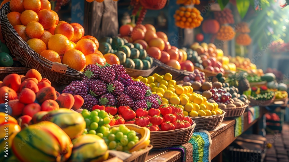 Variety of exotic fruits and vegetables, great for promoting healthy lifestyle and fresh produce Variety of exotic fruits and vegetables, great for promoting healthy lifestyle and fresh produce