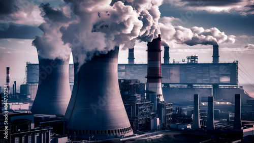 Wallpaper Mural Power plant with smoke, high quality image, picture, photo, 4k, 8k, full hd, download Torontodigital.ca