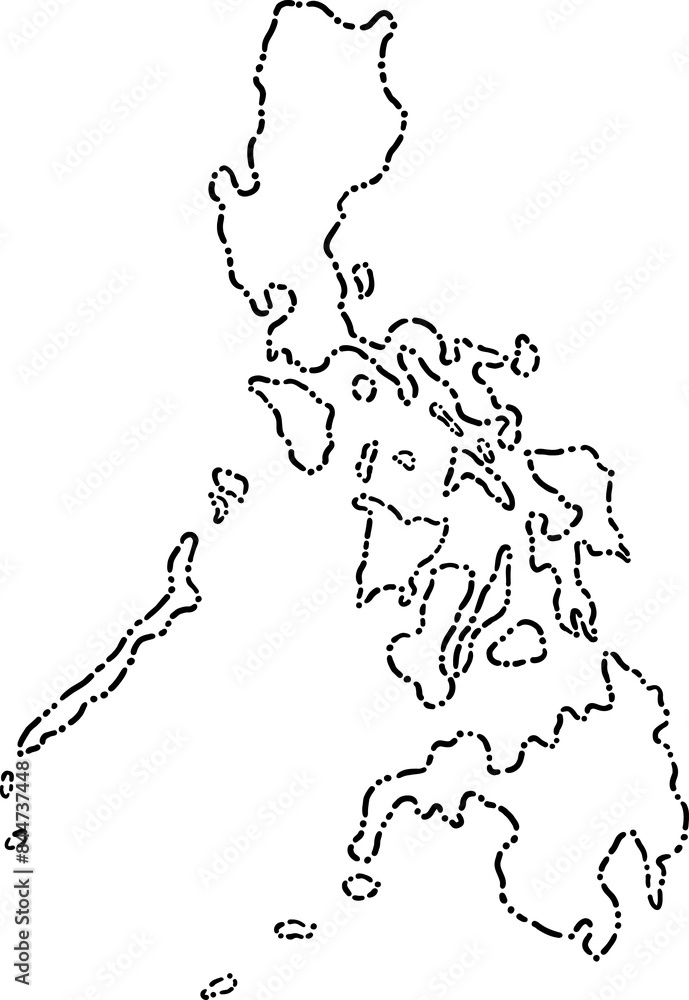 dash line doodle drawing of philippines map. dash line doodle drawing of philippines map.