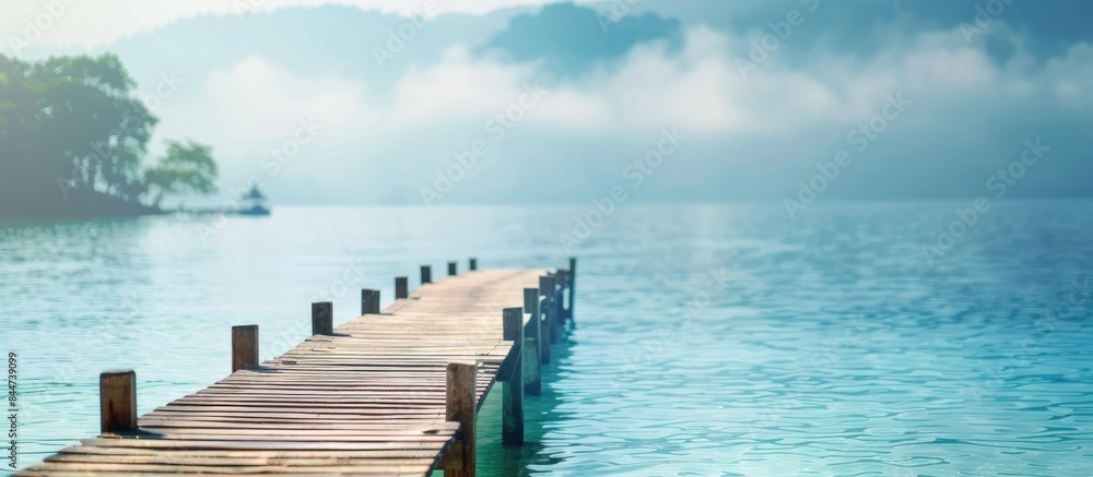 Seaside getaway with a peaceful pier for unwinding. Blurred backdrop highlighting specific details, perfect for adding text. Seaside getaway with a peaceful pier for unwinding. Blurred backdrop highlighting specific details, perfect for adding text.