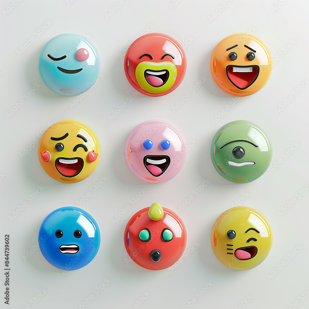 3D Emoticons icons funny emojis on white background 3D Emoticons icons funny emojis on white background