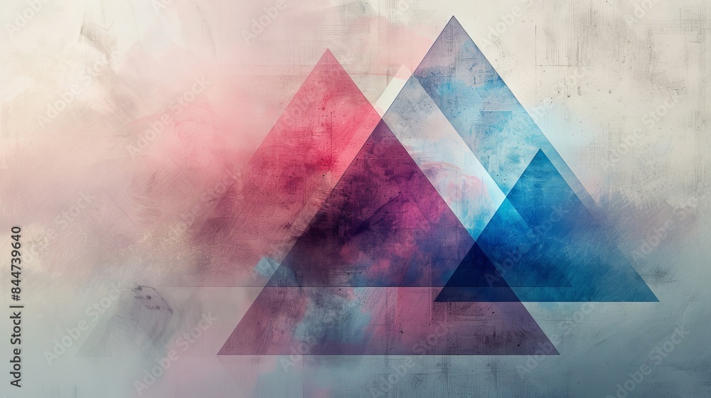 A triangle is shown in a colorful background with smoke A triangle is shown in a colorful background with smoke