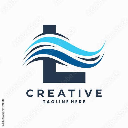L Letter logo with airflow shapes combination concept
