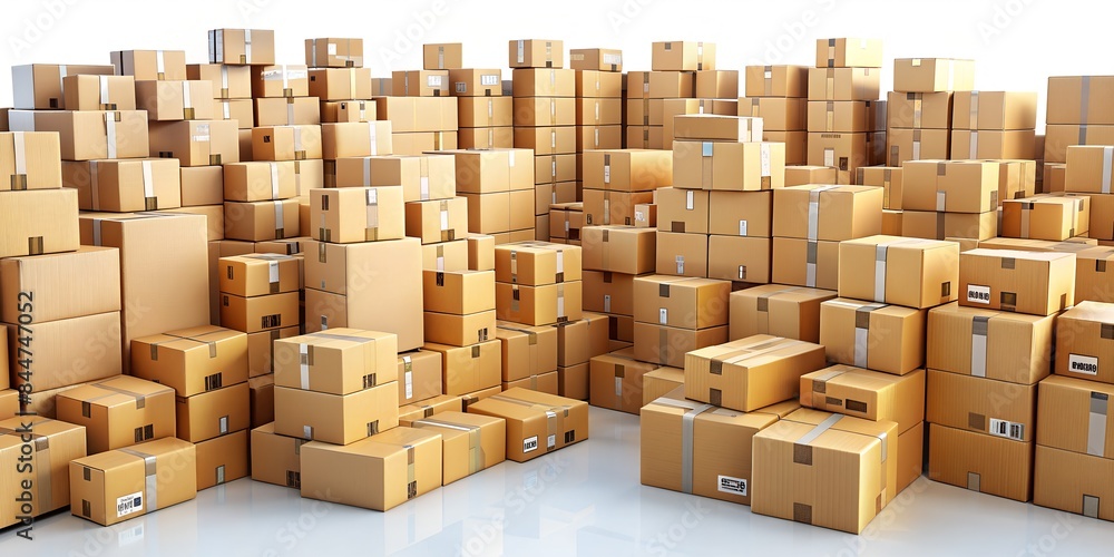 Onlinehandel Lager mit vielen Paketen - Logistik und Transport - Verkauf und Lagerbestand - Lagerlogistik Waren Onlinehandel Lager mit vielen Paketen - Logistik und Transport - Verkauf und Lagerbestand - Lagerlogistik Waren