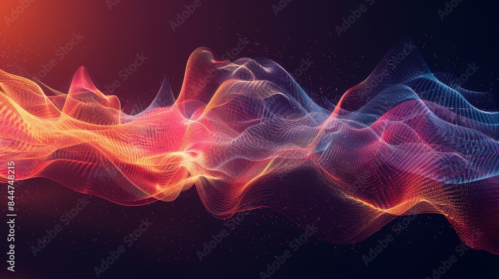 The image is a computer generated wave with orange and blue colors The image is a computer generated wave with orange and blue colors