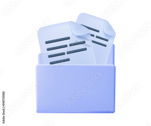 Computer folder with files. File transfer document in folder, cloud storage, connection docs information migration. Access to remote file documents and folder. File transfer, file management concept