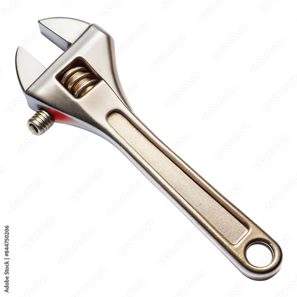 Adjustable wrench on transparent background for repair and construction