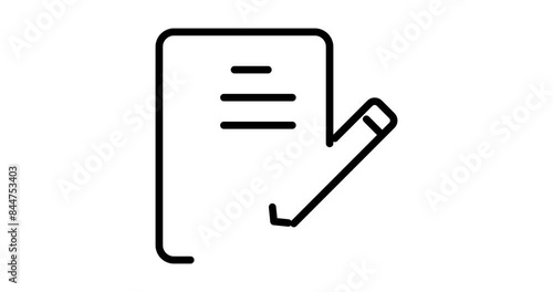 Document write animated outline icon with alpha channel. Document write 4k motion design animation for web, mobile and ui design