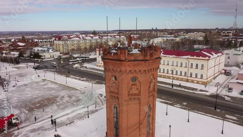 Winter aerovideo of the city of Tobolsk, Tyumen region. photo