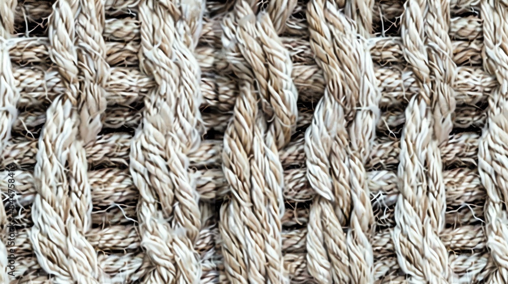 Natural beige rope, tightly woven together, forming a strong and durable surface.