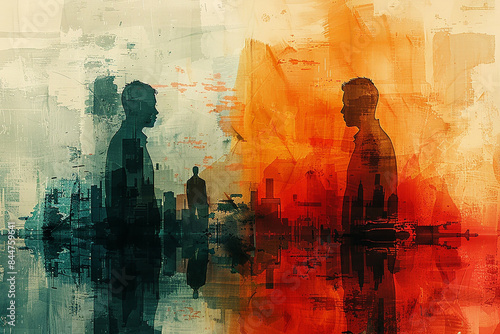 Generative AI - Abstract illustration, conflict between two countries