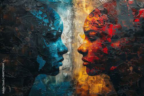 Generative AI - Abstract illustration, conflict between two countries