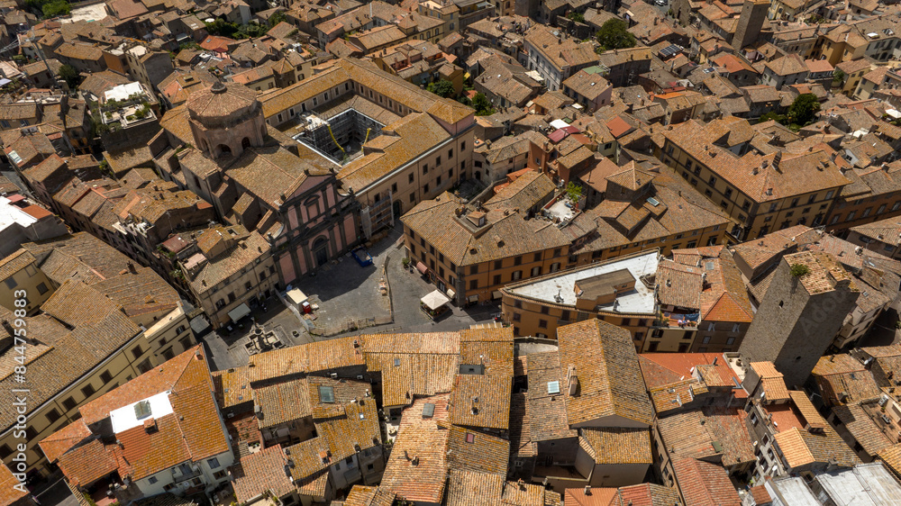 Aerial view of Fontana Grande square in Viterbo, Lazio, Italy. It is located in the historic center of the city. Aerial view of Fontana Grande square in Viterbo, Lazio, Italy. It is located in the historic center of the city.