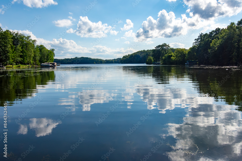 Looking out onto a Wisconsin lake in the late afternoon on a calm day. Looking out onto a Wisconsin lake in the late afternoon on a calm day.