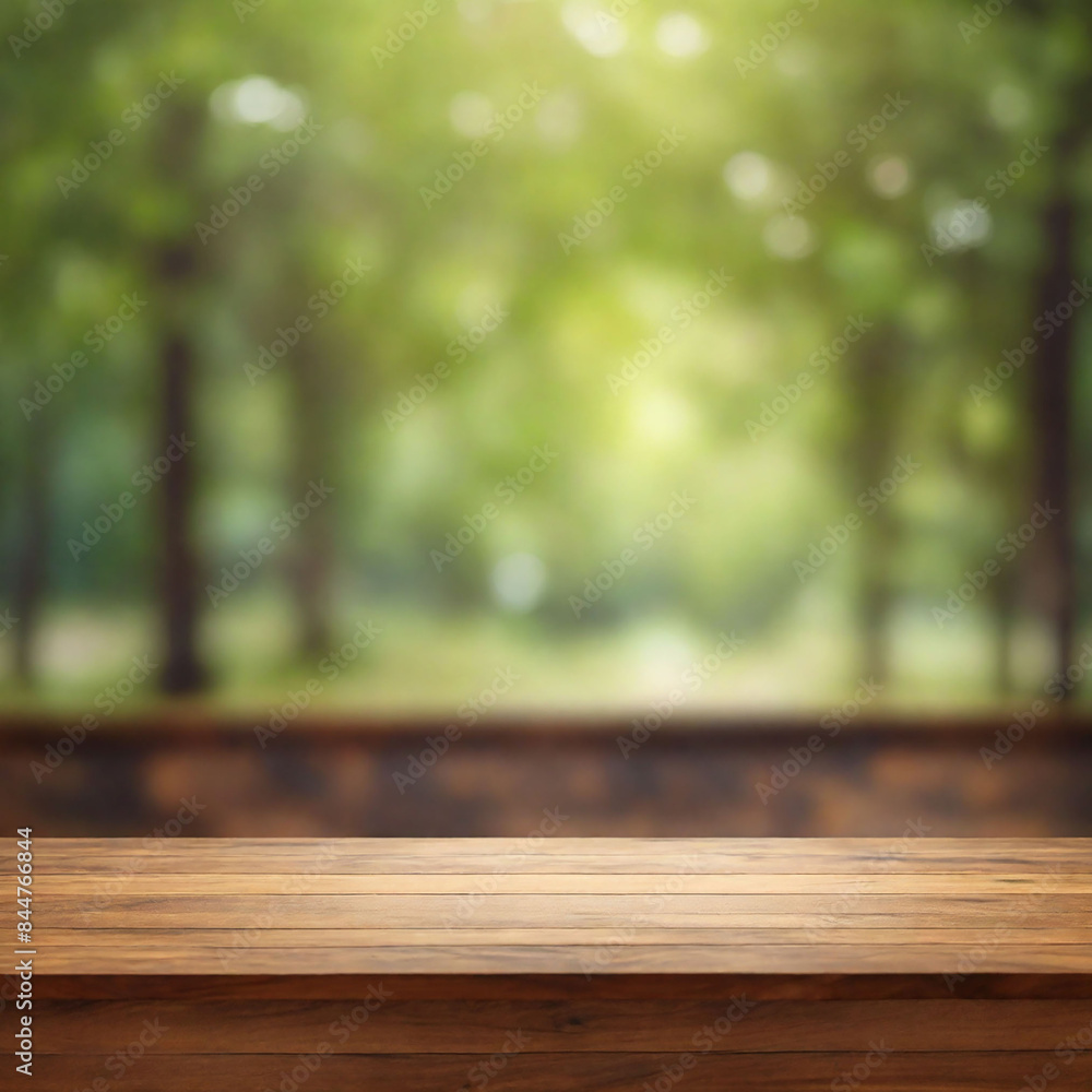 A close up of a wooden table with a blurry and light background A close up of a wooden table with a blurry and light background