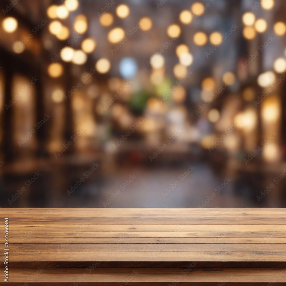 A close up of a wooden table with a blurry and light background A close up of a wooden table with a blurry and light background
