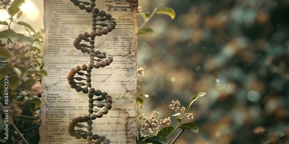 Exploring Ancestral Roots Vintage Background with Family Tree DNA Genes ...