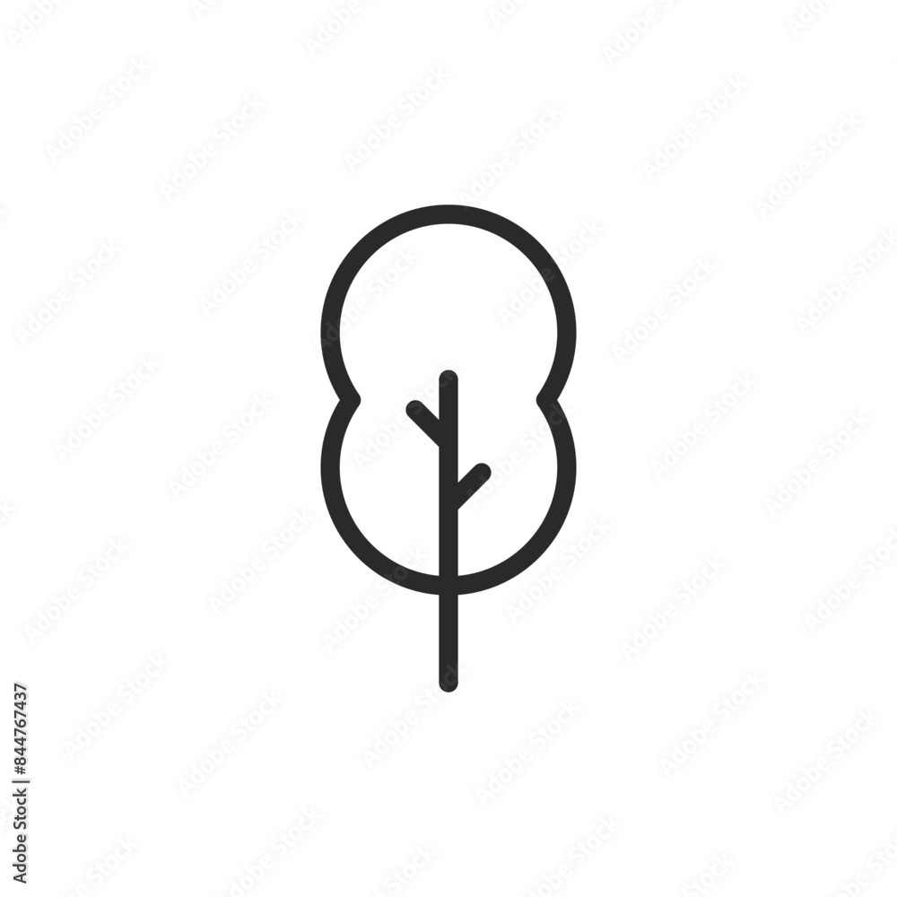 Double rounded tree, linear style icon. tree with two rounded canopies. Editable stroke width. Double rounded tree, linear style icon. tree with two rounded canopies. Editable stroke width.