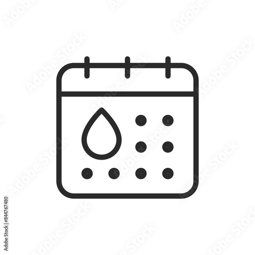 Menstrual calendar, linear style icon. tracking menstrual cycle. Editable stroke width