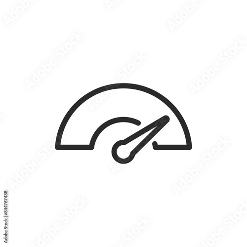 Speedometer gauge, linear style icon. performance measurement, speed, or efficiency. Editable stroke width.