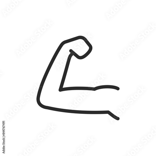 Weak arm, linear style icon. Represents an arm without visible muscle definition, indicating weakness or lack of strength. Editable stroke width