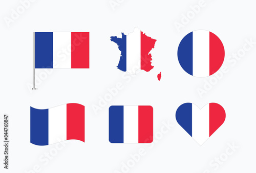 Vector France flag. Set of France Flags Collection. 
