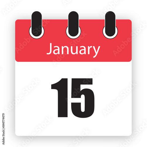  January 15 Calendar Reminder Icon Dairy Design Template Vector Illustration