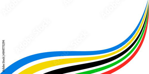 Colored Olympic Games abstract curved rainbow wave isolated, colorful banner stripes photo