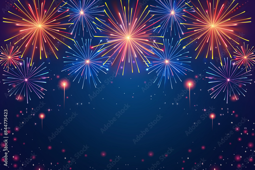 Naklejka premium Colorful Fireworks Displaying Against A Night Sky