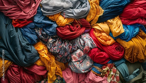 Colorful Assortment of Fabric Textiles in Various Patterns and Textures, Perfect for Fashion Design, Sewing Projects, and Crafting. Vibrant and Diverse Collection of Cloth Materials.