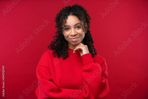Happy emotions concept. Positive and beautiful young woman in studio