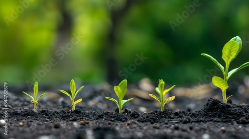 Seedlings Growing in Soil Representing Growth and Nature