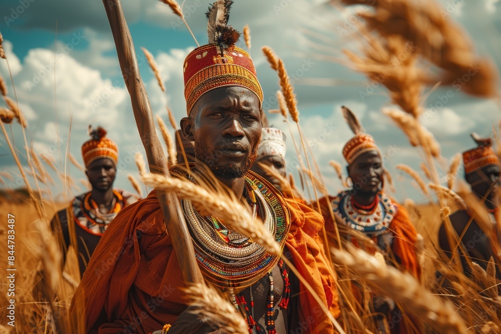 african tribesmen in the field with their spears african tribesmen in the field with their spears