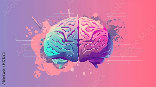 Artificial Intelligence concept. Creative brain concept background. Vector science illustration, brain drawing