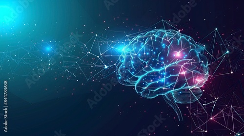 Artificial Intelligence concept. Creative brain concept background. Vector science illustration, brain drawing
