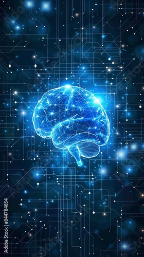 Wallpaper Mural Artificial intelligence. Technology web background. Virtual concept, brain drawing Torontodigital.ca