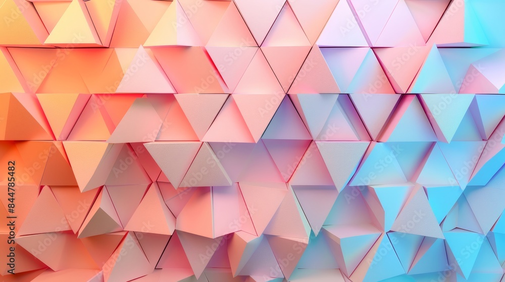 A colorful pattern of triangles and squares on a pink background A colorful pattern of triangles and squares on a pink background