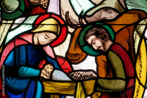 Bible : Nativity of Jesus in his manger. Bible : Nativité de Jésus dans sa crèche. Annecy - France