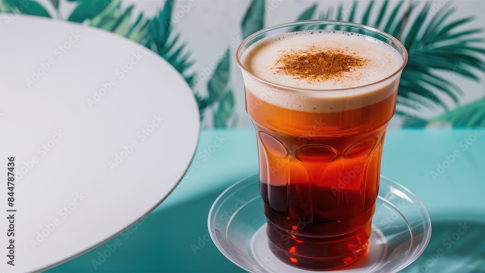 Thai tea, tall, plastic glass, no cover Thai tea, tall, plastic glass, no cover