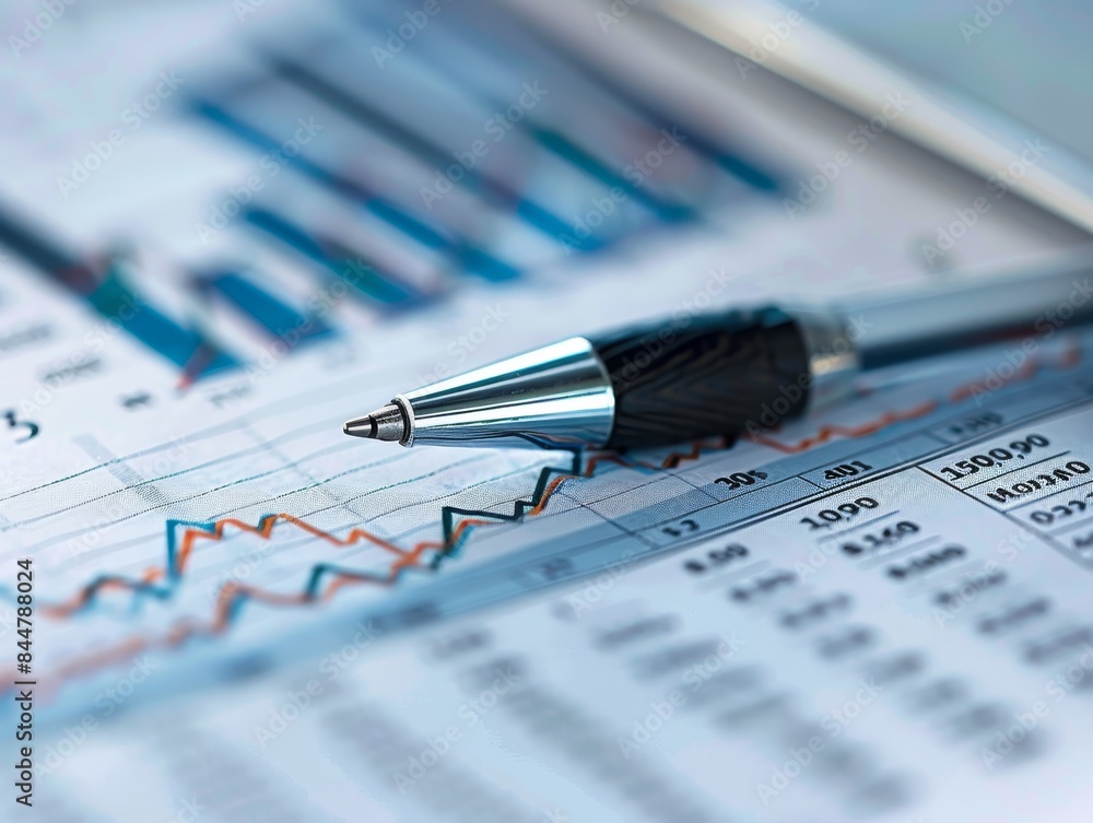 Analyzing Financial Data: Close-up of Detailed Report with Charts and Graphs Analyzing Financial Data: Close-up of Detailed Report with Charts and Graphs