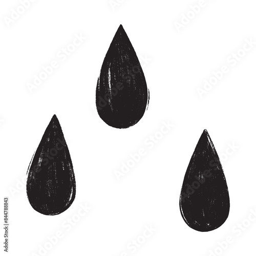Drops in linocut style. Vector illustration.