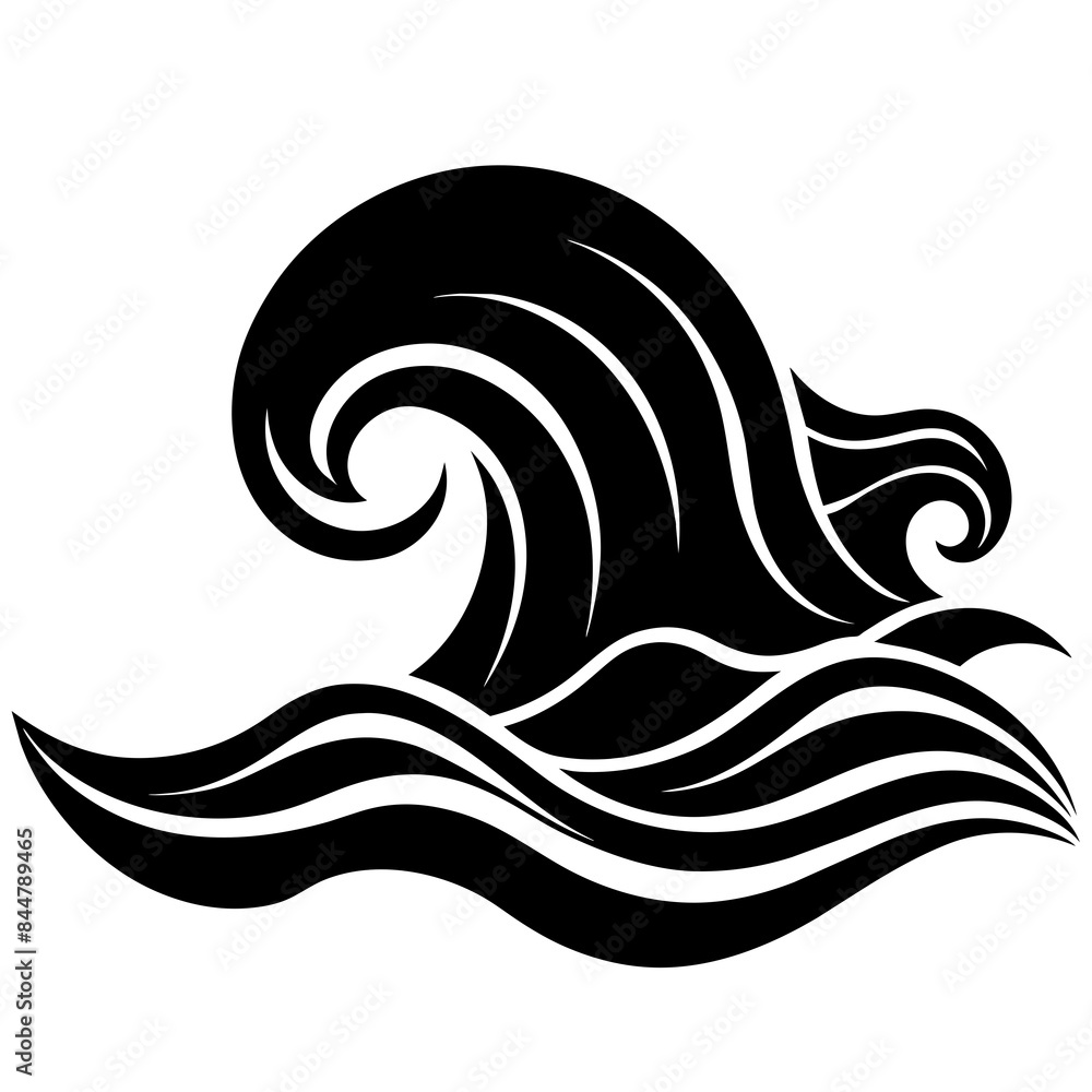 Naklejka premium Ocean wave silhouette vector illustration