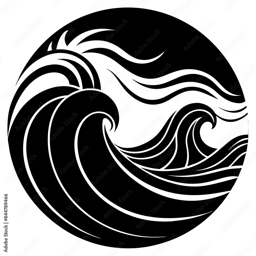 Ocean wave silhouette vector illustration Ocean wave silhouette vector illustration