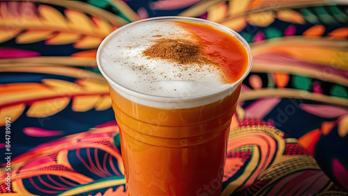 Thai tea, tall, plastic glass, no cover